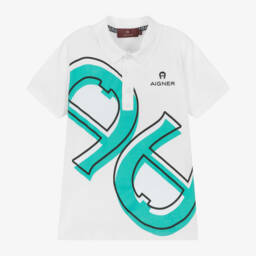 AIGNER-Мужская рубашка поло из чистого белого хлопка | Childrensalon Outlet