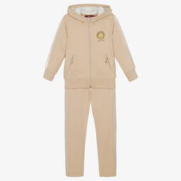 AIGNER-Girls Beige Cotton Tracksuit | Childrensalon Outlet