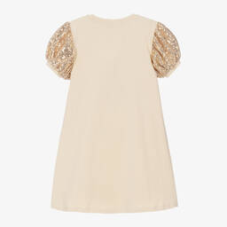 AIGNER-Girls Beige & Gold Sequin Dress | Childrensalon Outlet