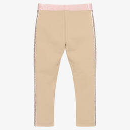 AIGNER-Girls Beige & Pink Logo Cotton Leggings | Childrensalon Outlet