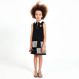 AIGNER-Girls Black & Gold Sleeveless Cotton Dress | Childrensalon Outlet