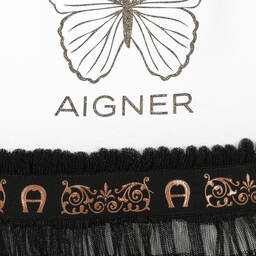 AIGNER-Girls Black & White Butterfly Dress | Childrensalon Outlet
