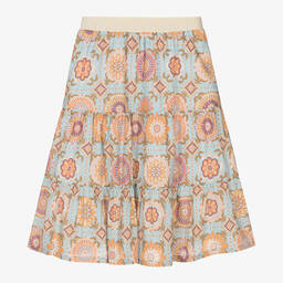 AIGNER-Girls Blue Cotton Tile Print Skirt | Childrensalon Outlet