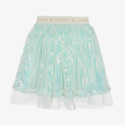 AIGNER-Girls Blue Sequin Tulle Skirt | Childrensalon Outlet