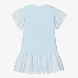 AIGNER-Girls Blue Sparkly Handbag Cotton Dress | Childrensalon Outlet