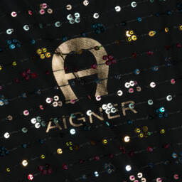 AIGNER-Элегантное черное платье с пайетками для девочек | Childrensalon Outlet