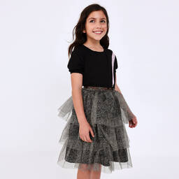 AIGNER-Girls Gold Tulle Mesh Tiered Skirt | Childrensalon Outlet