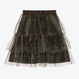 AIGNER-Girls Gold Tulle Mesh Tiered Skirt | Childrensalon Outlet