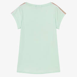 اقنر-Girls Green Cotton Logo T-Shirt | Childrensalon Outlet