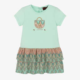 AIGNER-Girls Green Cotton Tiered Dress | Childrensalon Outlet