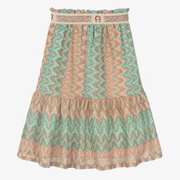 AIGNER-Зелено-розовая вязаная крючком юбка с блестками | Childrensalon Outlet