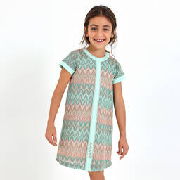AIGNER-Girls Green & Pink Knitted Lace Dress | Childrensalon Outlet