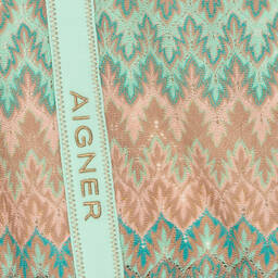 AIGNER-Girls Green & Pink Knitted Lace Dress | Childrensalon Outlet