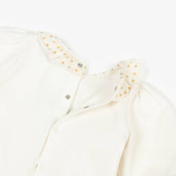 AIGNER-Girls Ivory Cotton Babygrow with Logo Ruffle Collar | Childrensalon Outlet