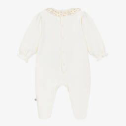 AIGNER-Girls Ivory Cotton Babygrow with Logo Ruffle Collar | Childrensalon Outlet