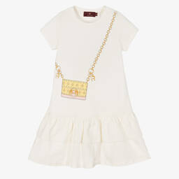 AIGNER-Girls Ivory Cotton Dress | Childrensalon Outlet