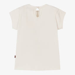 AIGNER-Girls Ivory Cotton T-Shirt  | Childrensalon Outlet