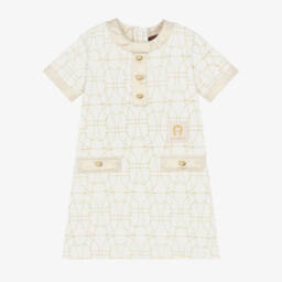 AIGNER-Girls Ivory Gold Luxe Dress | Childrensalon Outlet