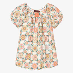 AIGNER-Girls Ivory & Orange Cotton Dress | Childrensalon Outlet