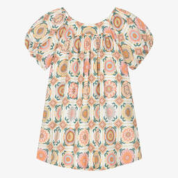 AIGNER-Girls Ivory & Orange Cotton Dress | Childrensalon Outlet