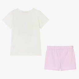 AIGNER-بيجاما شورت قطن جيرسي لون عاجي وزهري للبنات | Childrensalon Outlet
