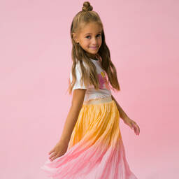 AIGNER-Girls Orange & Pink Ombré Skirt  | Childrensalon Outlet