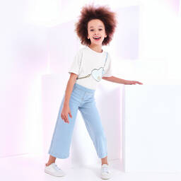 AIGNER-Girls Pale Blue Wide Leg Trousers | Childrensalon Outlet