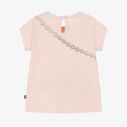 AIGNER-Girls Pale Pink Cotton T-Shirt with Crossbody Cat Bag Print | Childrensalon Outlet