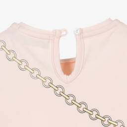 AIGNER-Girls Pale Pink Cotton T-Shirt with Crossbody Cat Bag Print | Childrensalon Outlet