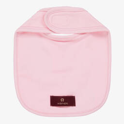 اقنر-Girls Pale Pink Pima Cotton Logo Bib  | Childrensalon Outlet