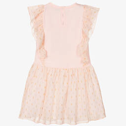 اقنر-فستان قطن فوال وشيفون لون زهري | Childrensalon Outlet