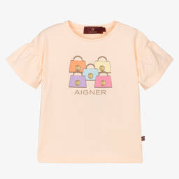 AIGNER-Girls Pink Cotton Handbag Print T-Shirt | Childrensalon Outlet