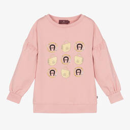 AIGNER-Розовый хлопковый свитшот для девочек | Childrensalon Outlet