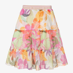 AIGNER-Girls Pink Floral Cotton Skirt | Childrensalon Outlet