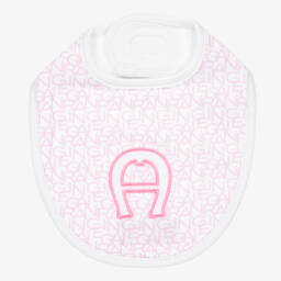 AIGNER-Girls Pink Logo Feeding Bib | Childrensalon Outlet
