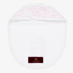 AIGNER-Girls Pink Logo Feeding Bib | Childrensalon Outlet