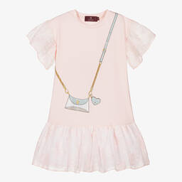 AIGNER-Girls Pink Sparkly Handbag Cotton Dress | Childrensalon Outlet