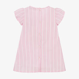 اقنر-فستان قطن بوبلين مقلم لون زهري وأبيض | Childrensalon Outlet