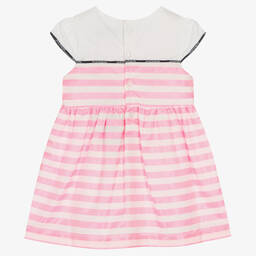 AIGNER-Girls Pink Striped Satin Dress | Childrensalon Outlet
