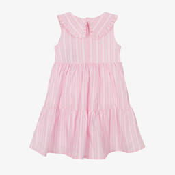 AIGNER-Girls Pink & White Striped Poplin Dress | Childrensalon Outlet
