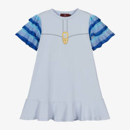 AIGNER-Платье из мягкого голубого трикотажа для девочек | Childrensalon Outlet
