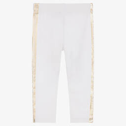 AIGNER-Girls White Cotton Logo Leggings | Childrensalon Outlet