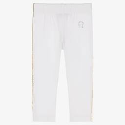 AIGNER-Girls White Cotton Logo Leggings | Childrensalon Outlet