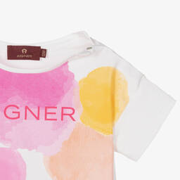 AIGNER-تيشيرت أطفال بناتي قطن جيرسي لون أبيض | Childrensalon Outlet