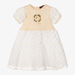 AIGNER-Girls White & Gold Crêpe Chiffon Dress | Childrensalon Outlet
