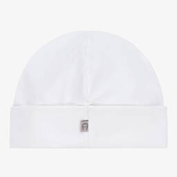 AIGNER-Girls White Pima Cotton Baby Hat | Childrensalon Outlet