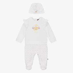 AIGNER-Белый комбинезон и шапочка из хлопка пима для девочек | Childrensalon Outlet