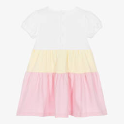 AIGNER-Girls White & Pink Cotton Colourblock Dress | Childrensalon Outlet