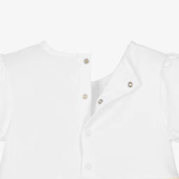 AIGNER-Girls White & Pink Cotton Colourblock Dress | Childrensalon Outlet