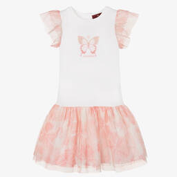 AIGNER-Girls White & Pink Tulle Dress | Childrensalon Outlet